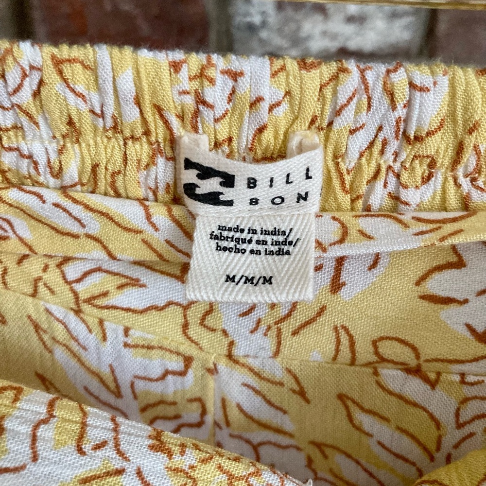 Billabong Capri Skies Yellow Floral Tie-Waist Split Tulip Leg Pants Boho Beach - Picture 11 of 16
